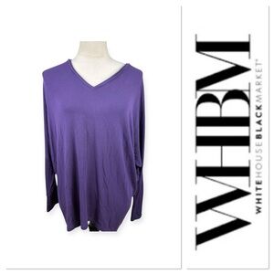 White House Black Market purple V neck long sleeve sweater size medium